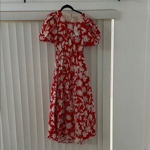 Moon River Medium NWT back cutout maxi Floral Red and White